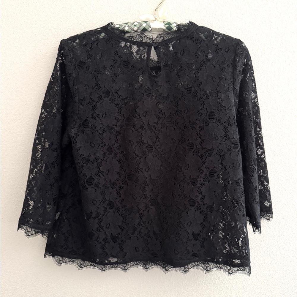 Talbots Black Lace 3/4 Sleeve Blouse